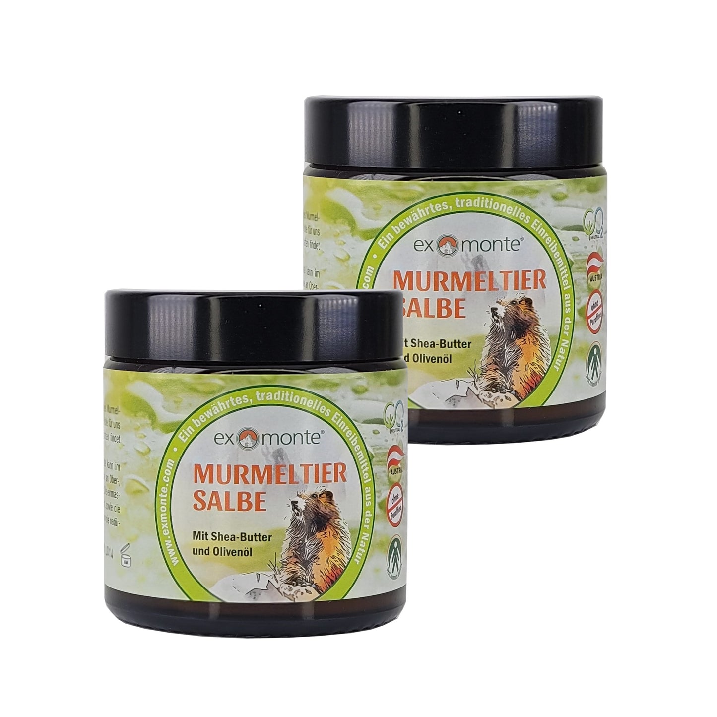 Exmonte - Murmeltiersalbe 100ml Glas, paraffinfrei, mit Sheabutter