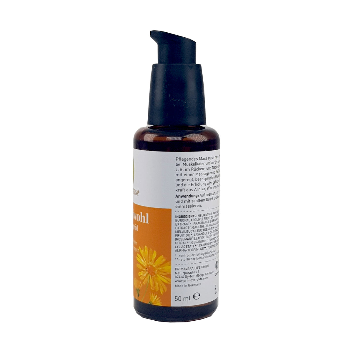 Primavera Muskelwohl Massageöl 50ml, bio vegan