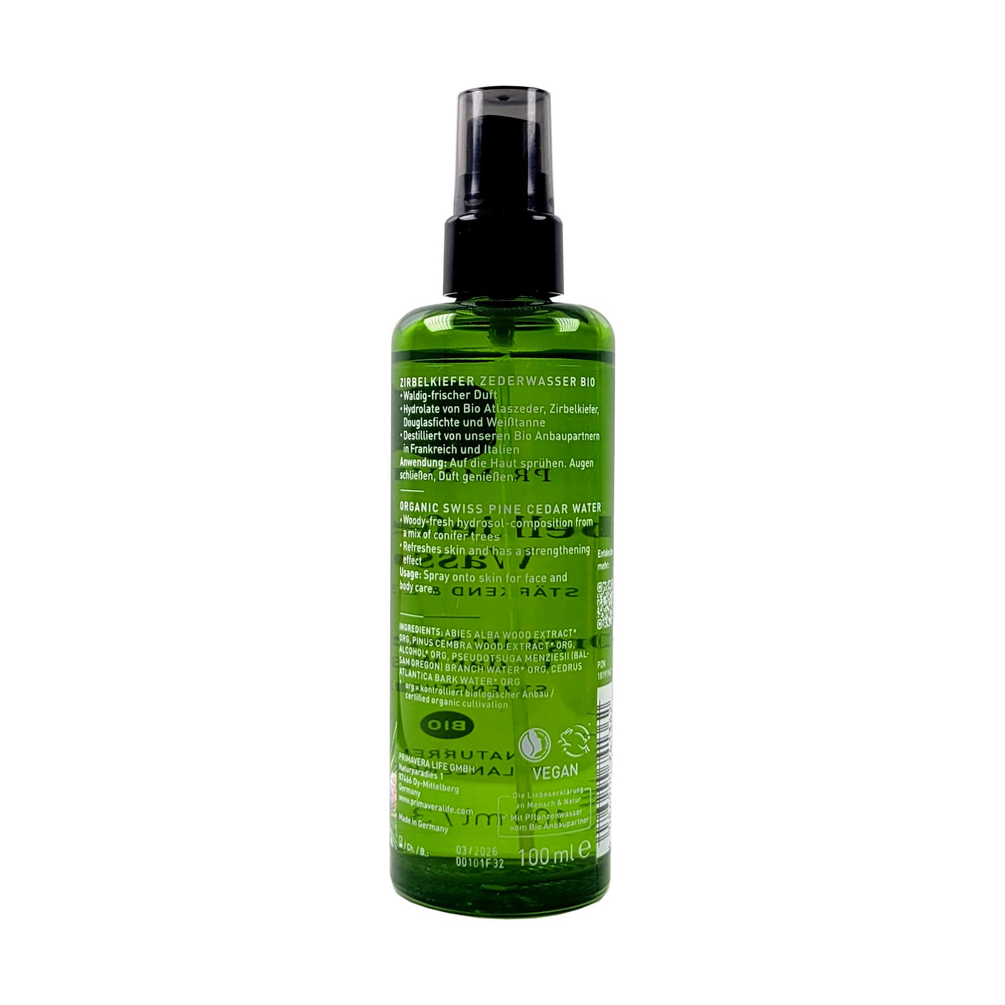 Zirbelkiefer-Zeder Wasser, 100ml bio, vegan