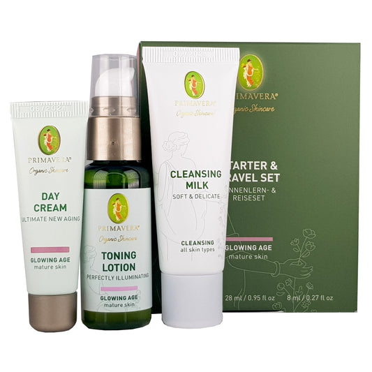 Starter & Travel Set Glowing Age, anspruchsvolle Haut vegan