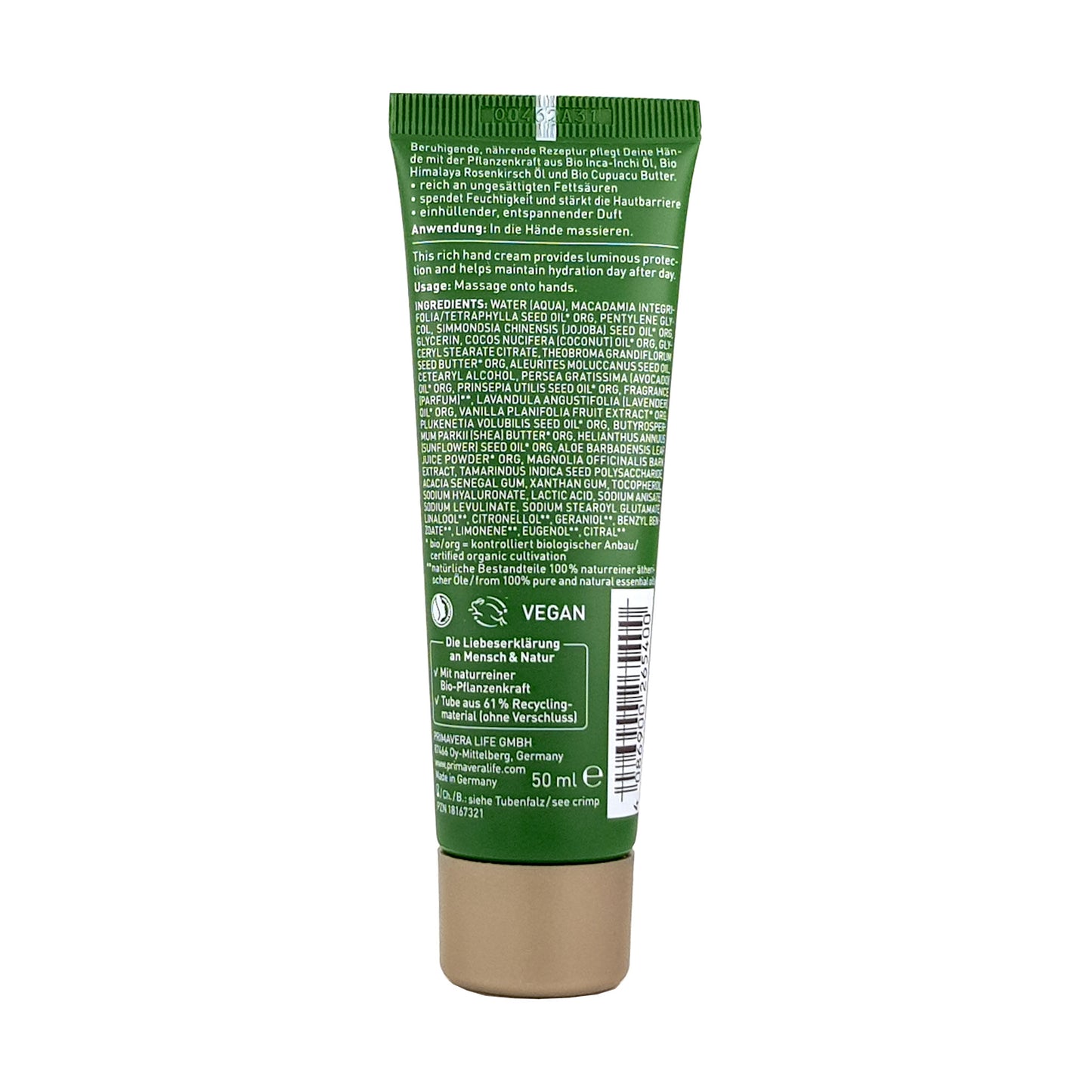 Pure Entspannung Handcreme 50ml, mit Lavendel und Vanille, vegan