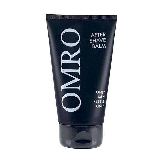 Omro Afterhavebalsam, 100ml, Vorderansicht, schwarze Tube mit weißer Schrift, vor weißem Hintergrund