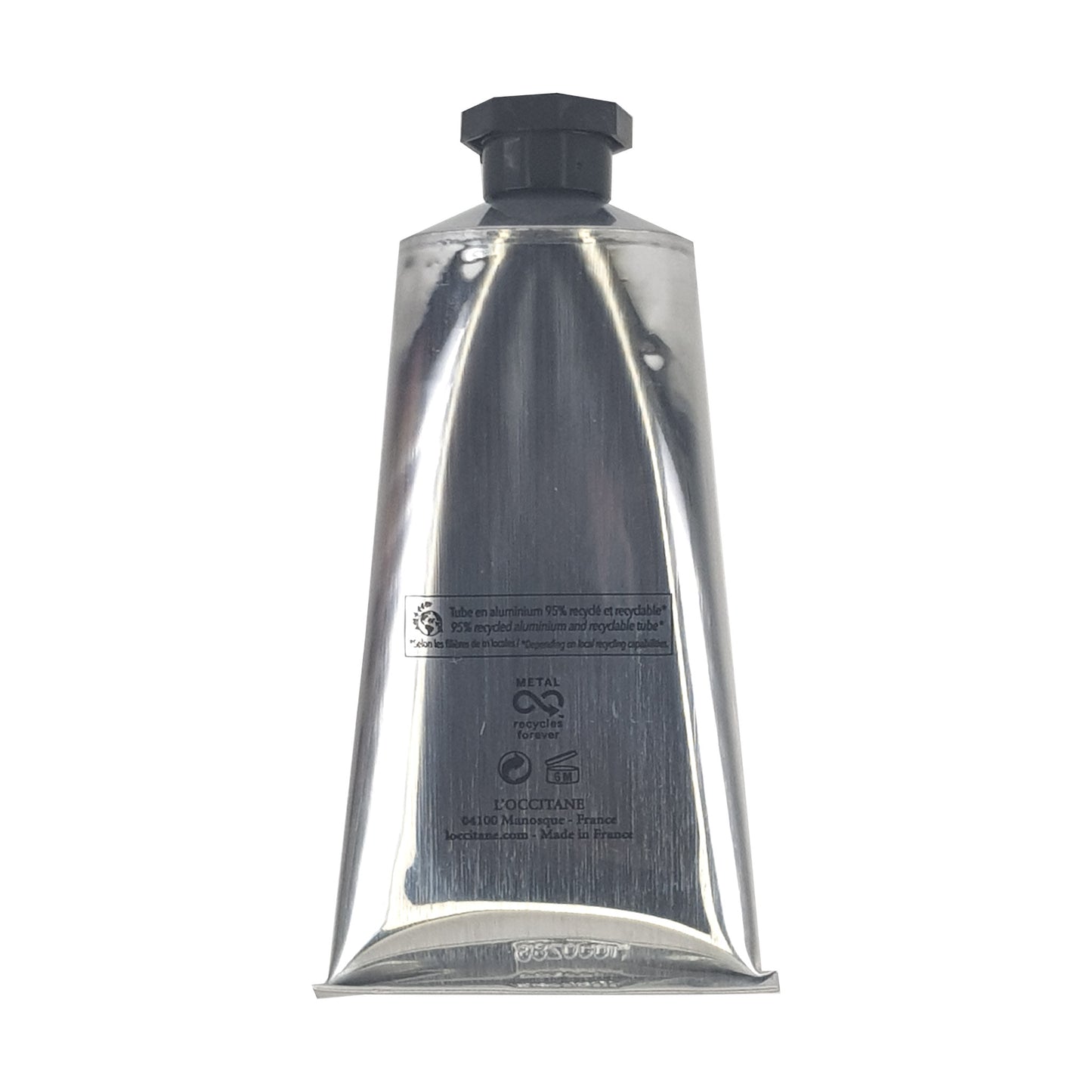 Eau de Cdrat fter Shave Gel-Creme 75ml, Rückansicht der Aluminiumtube, mit Hinweis zur Anwendungsdauer nach dem öffnen
