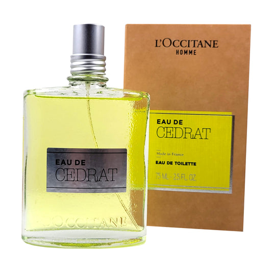 Cedrat EdT, Glasflasche mit Umverpackung, 75ml Inhaltsangabe auf der Verpackung, zartgelbe Flüssigkeit mit silberfarbenem Etikett