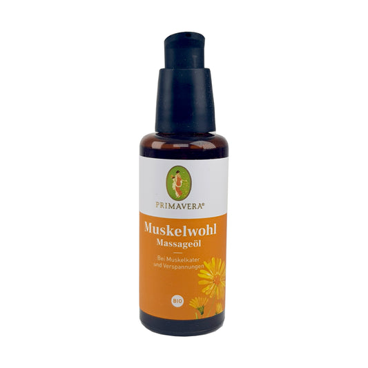 Primavera Muskelwohl Massageöl 50ml, bio vegan