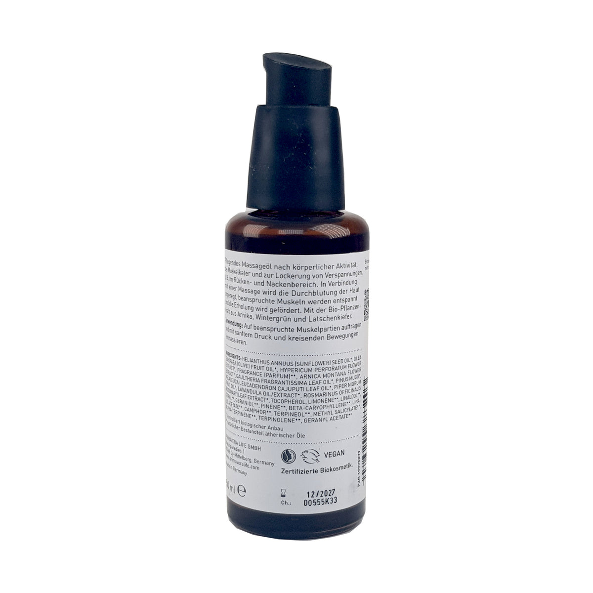 Primavera Muskelwohl Massageöl 50ml, bio vegan